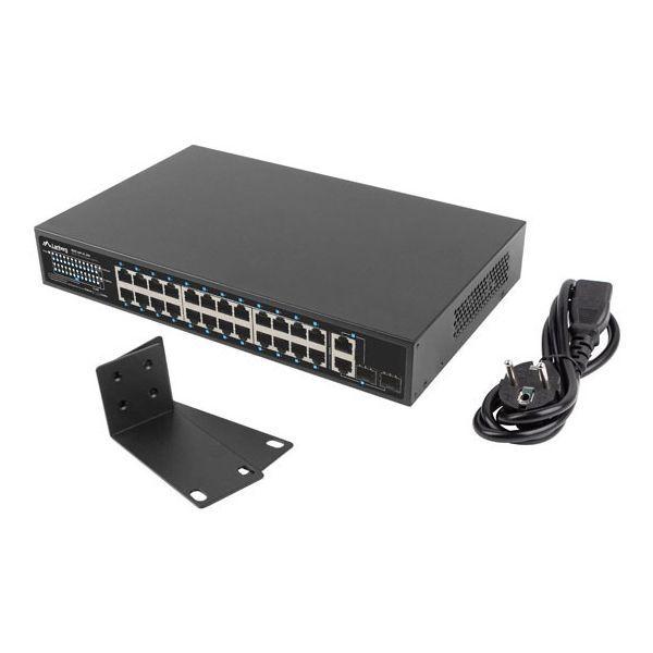 Switch de Rede LANBERG RSFE-24P-2C-250 (Gigabit Ethernet - 4 MB - 8,8 Gbit/s - Preto), miniatura 3
