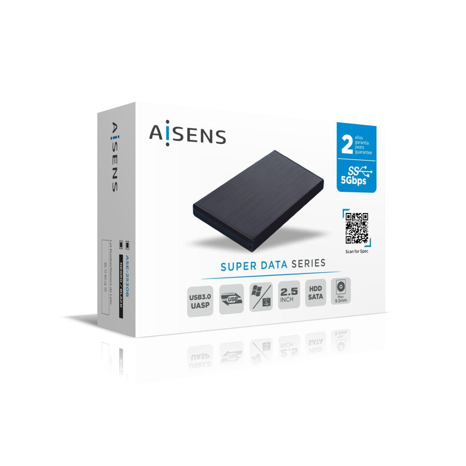 Caixa Externa para Disco AISENS ASE-2530B (2 TB - 2,5" - 4200 RPM, 5400 RPM, 7200 RPM - Preto) — miniatura 2