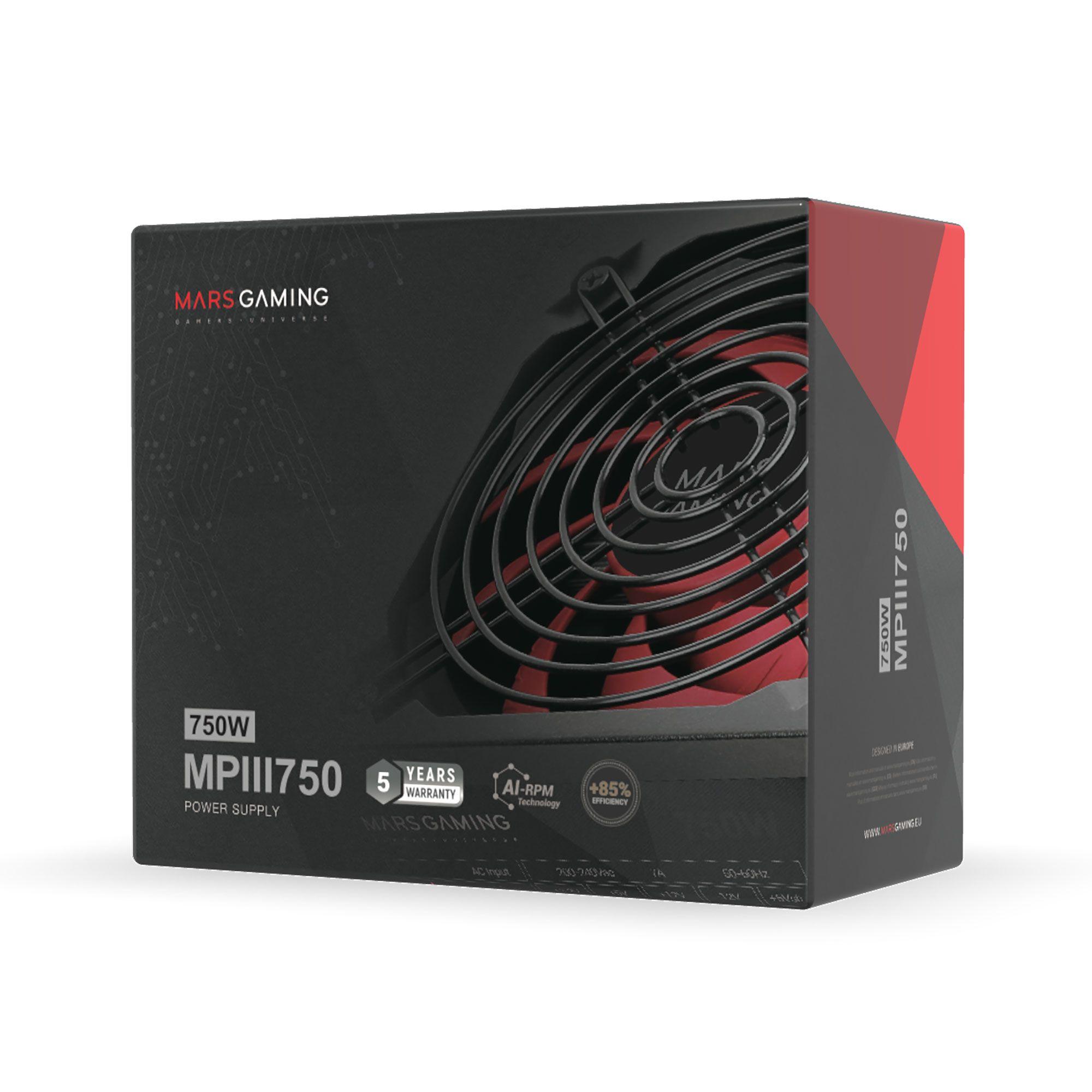 Fonte de Alimentação MARS GAMING MPIII750 (ATX - 750 W - Não modular - Preto e Vermelho), miniatura 8
