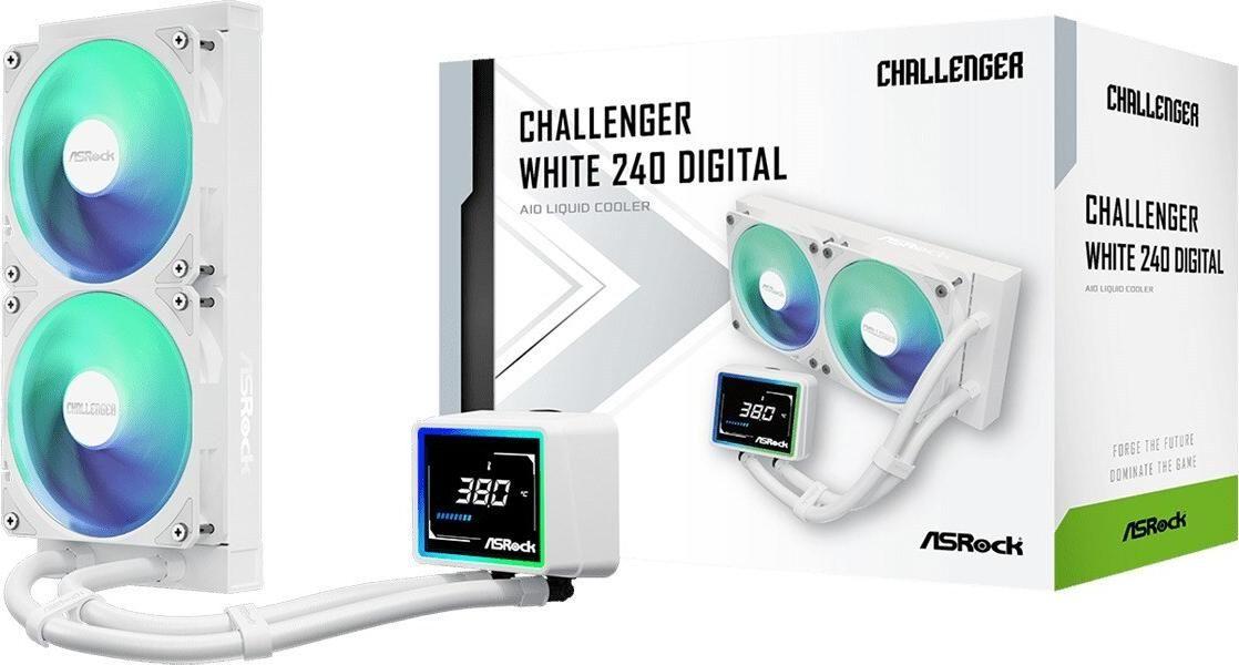 Sistema de Refrigeração Líquida ASROCK Challenger 240 Digital ARGB (ARGB - Alumínio - Branco)