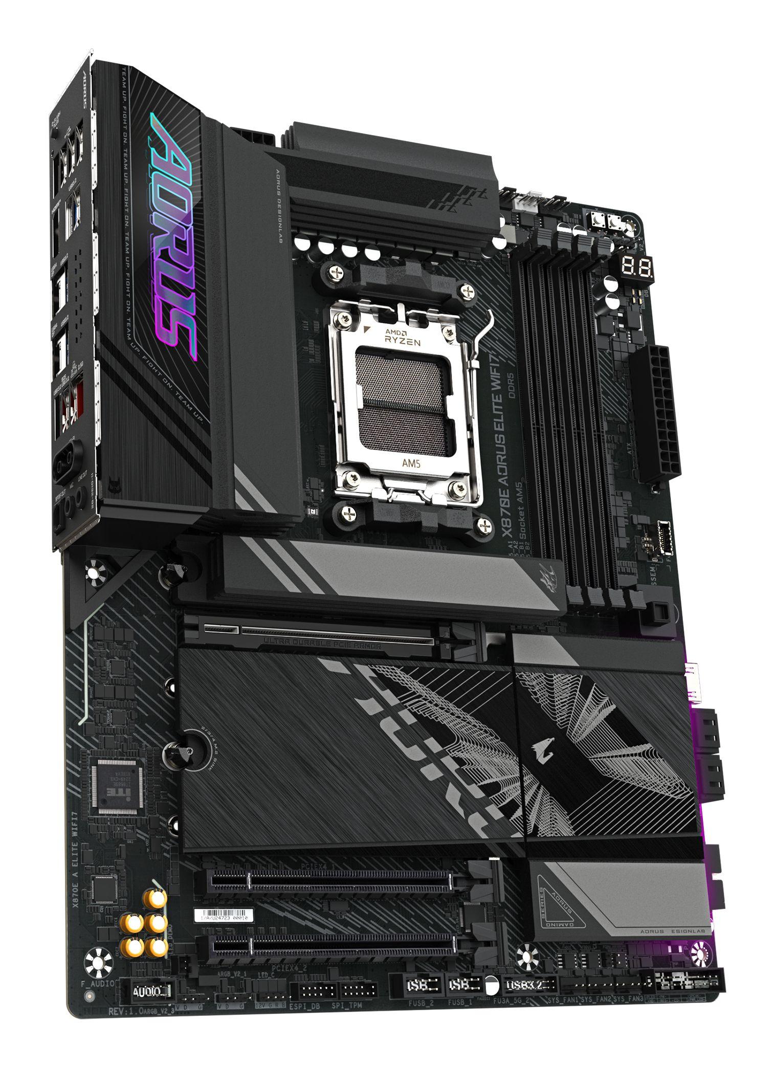 Motherboard GIGABYTE X870E AORUS ELITE WIFI7 (AM5 - ATX - Duplo canal - Preto), miniatura 3