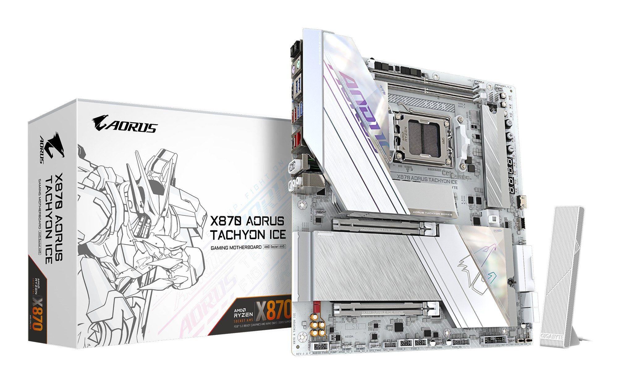 Motherboard GIGABYTE X870 AORUS TACHYON ICE (AM5 - E-ATX - Duplo canal - Branco)