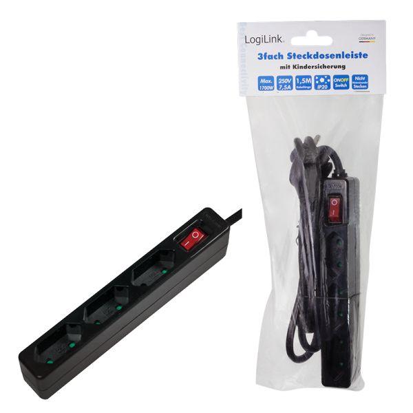 Extensão Elétrica LOGILINK LPS230B (Euro CEE 7/16 - Preto), miniatura 5