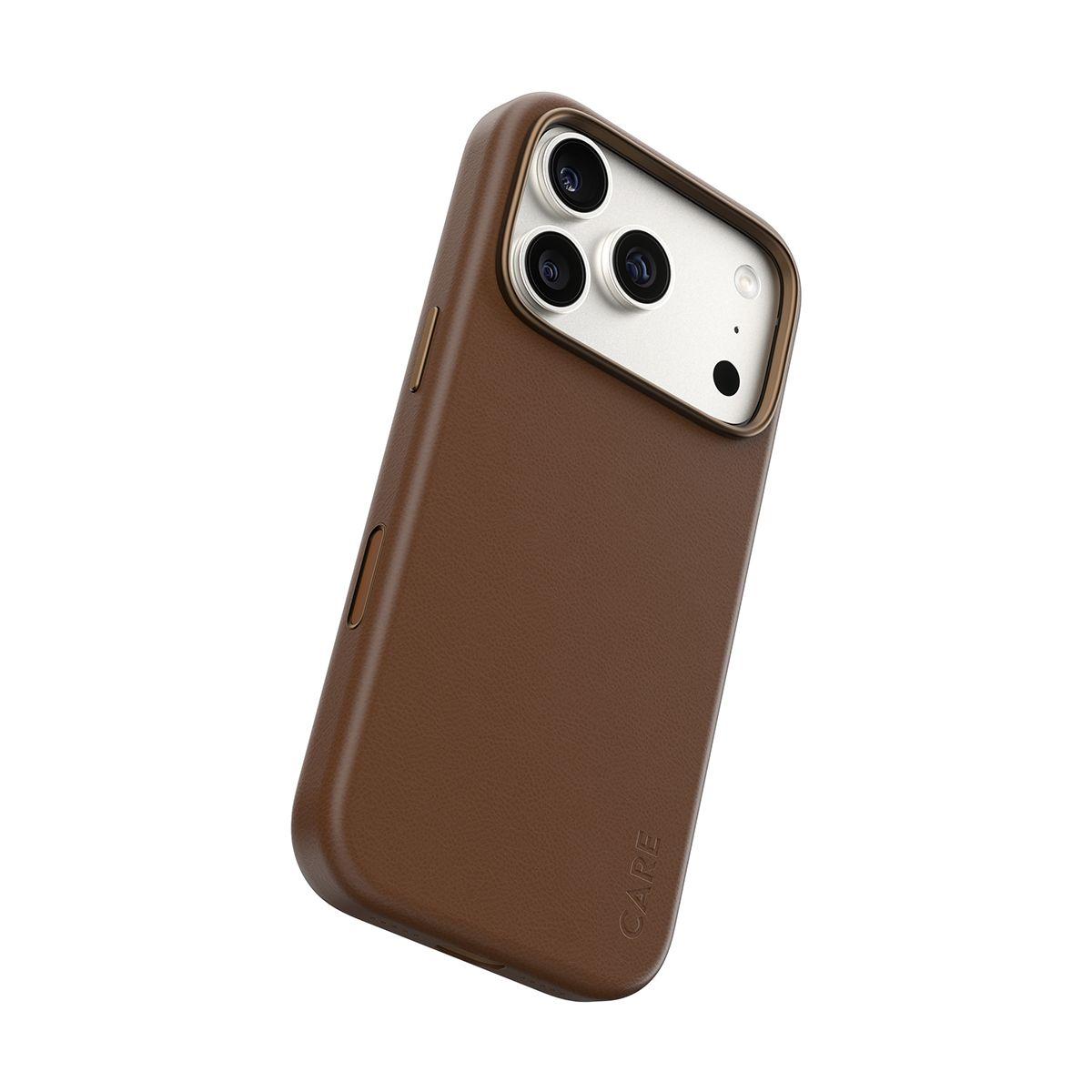 Capa PANZERGLASS CARE em Pele Vegan MagSafe (Castanho)