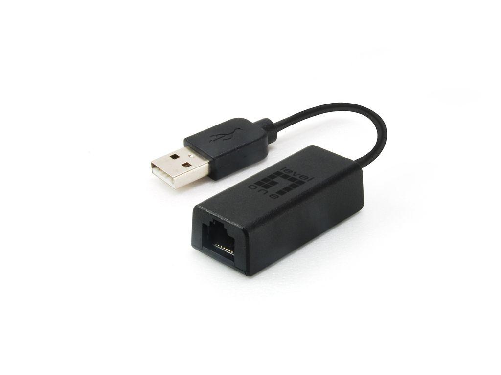 Adaptador USB Ethernet LEVELONE USB-0301 (USB 2.0 - 10/100 Mbps - Preto)