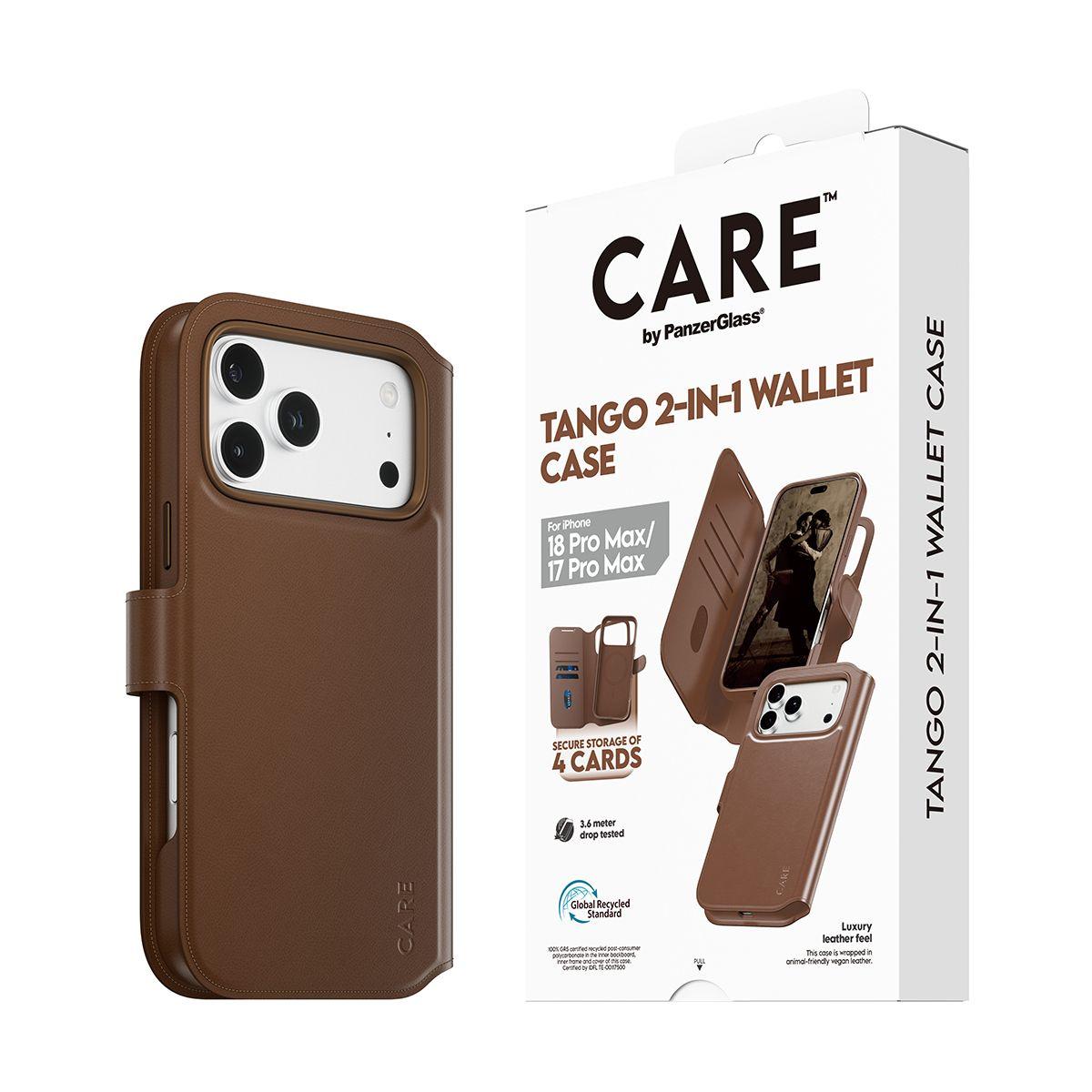 Capa Carteira para Telemóvel PANZERGLASS CARE Tango 2-in-1 Wallet Case (Castanho), miniatura 6