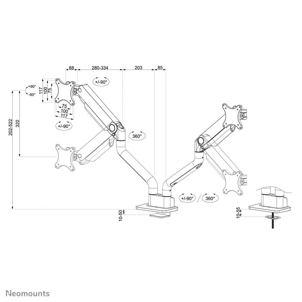 Suporte de Secretária para 2 Monitores NEOMOUNTS DS70S-950WH2 (88,9 cm - Branco) — miniatura 19
