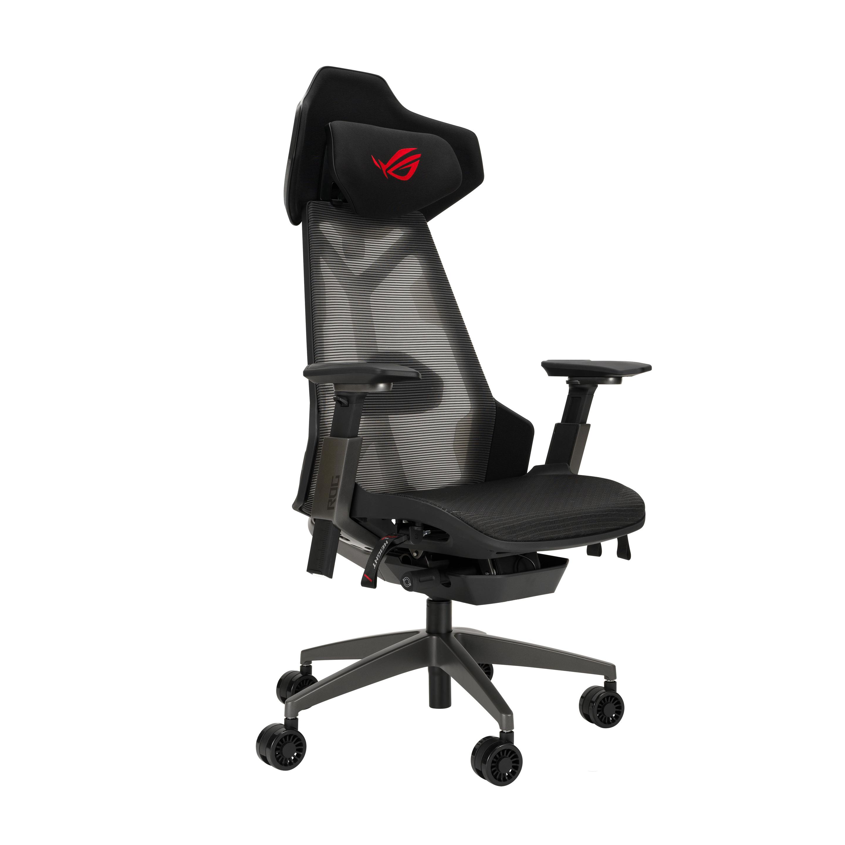 Cadeira Gaming ASUS ROG Destrier Ergo (150 kg - 10 cm - Assento em malha - Preto)