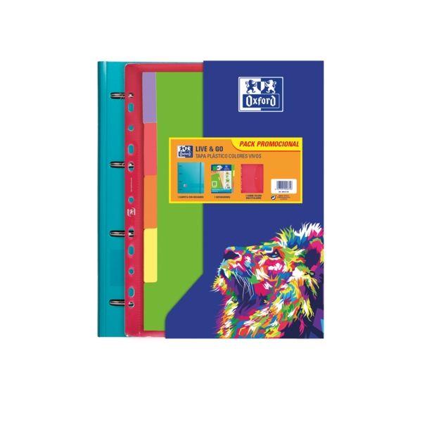 Pasta de Argolas OXFORD Live & Go (Polipropileno - Cores Sortidas)