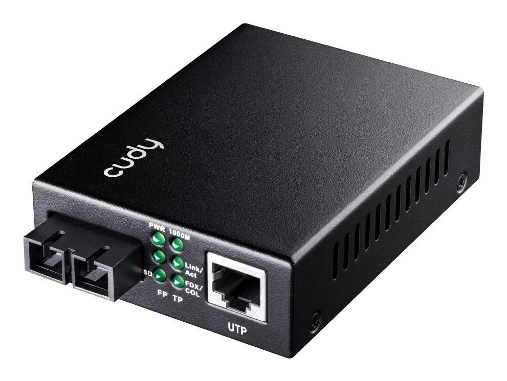 Conversor de Fibra CUDY MC100GSA-20 (Gigabit Ethernet - 1000 Mbit/s - Preto)