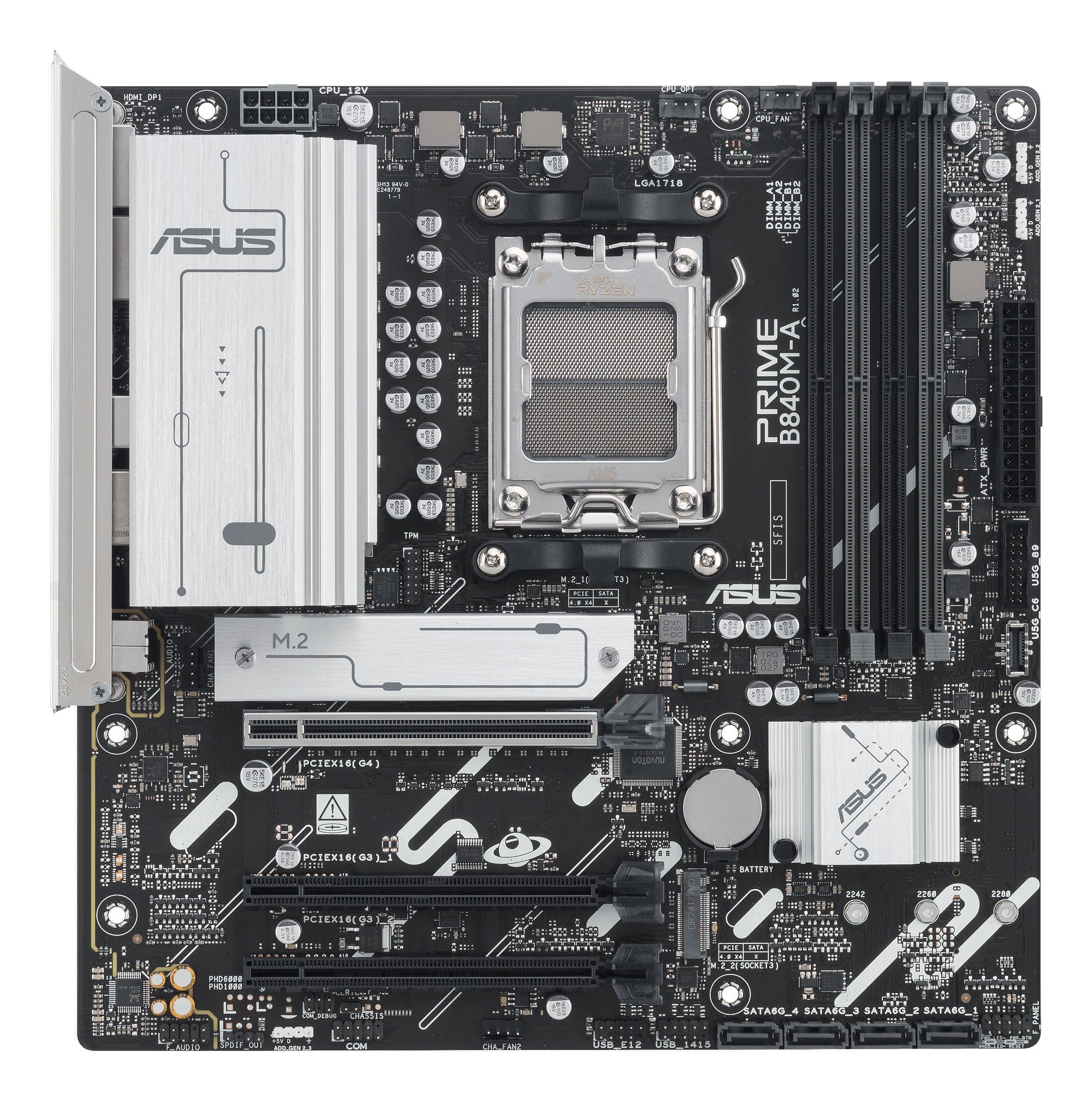 Motherboard ASUS PRIME B840M-A-CSM (AM5 - micro ATX - Duplo canal - Cinzento) — miniatura 2
