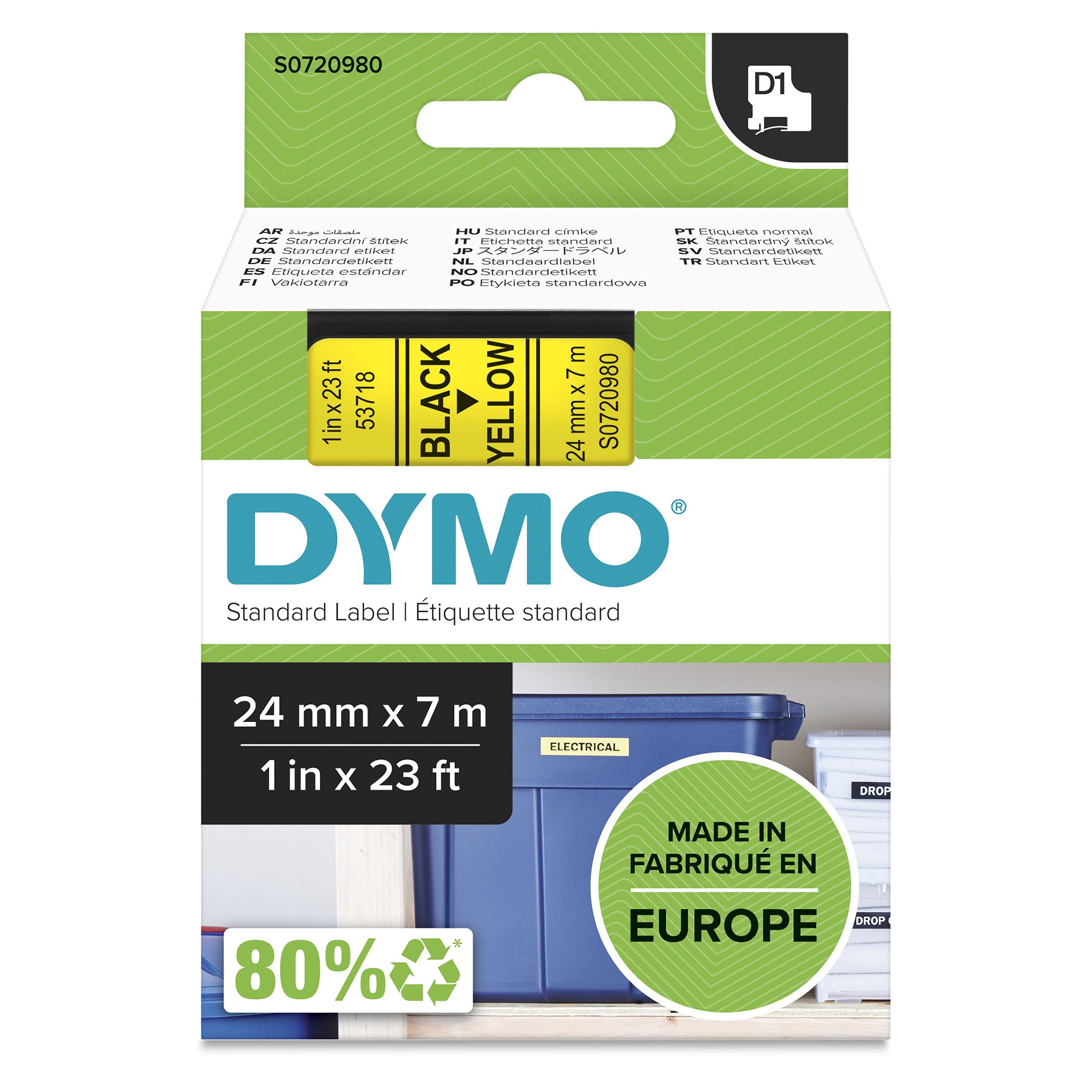 Fita de Etiquetas DYMO D1 53718 (Preto sobre Amarelo)