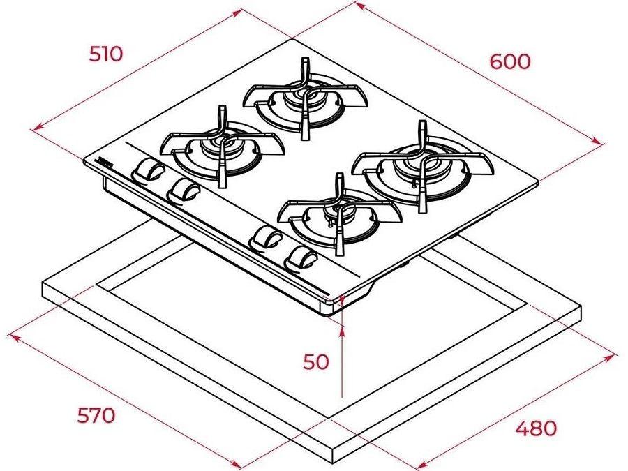 Placa a Gás Encastre TEKA GBC6400XBB (Vidro - Rotativo - Altura 11 cm - Preto), miniatura 3