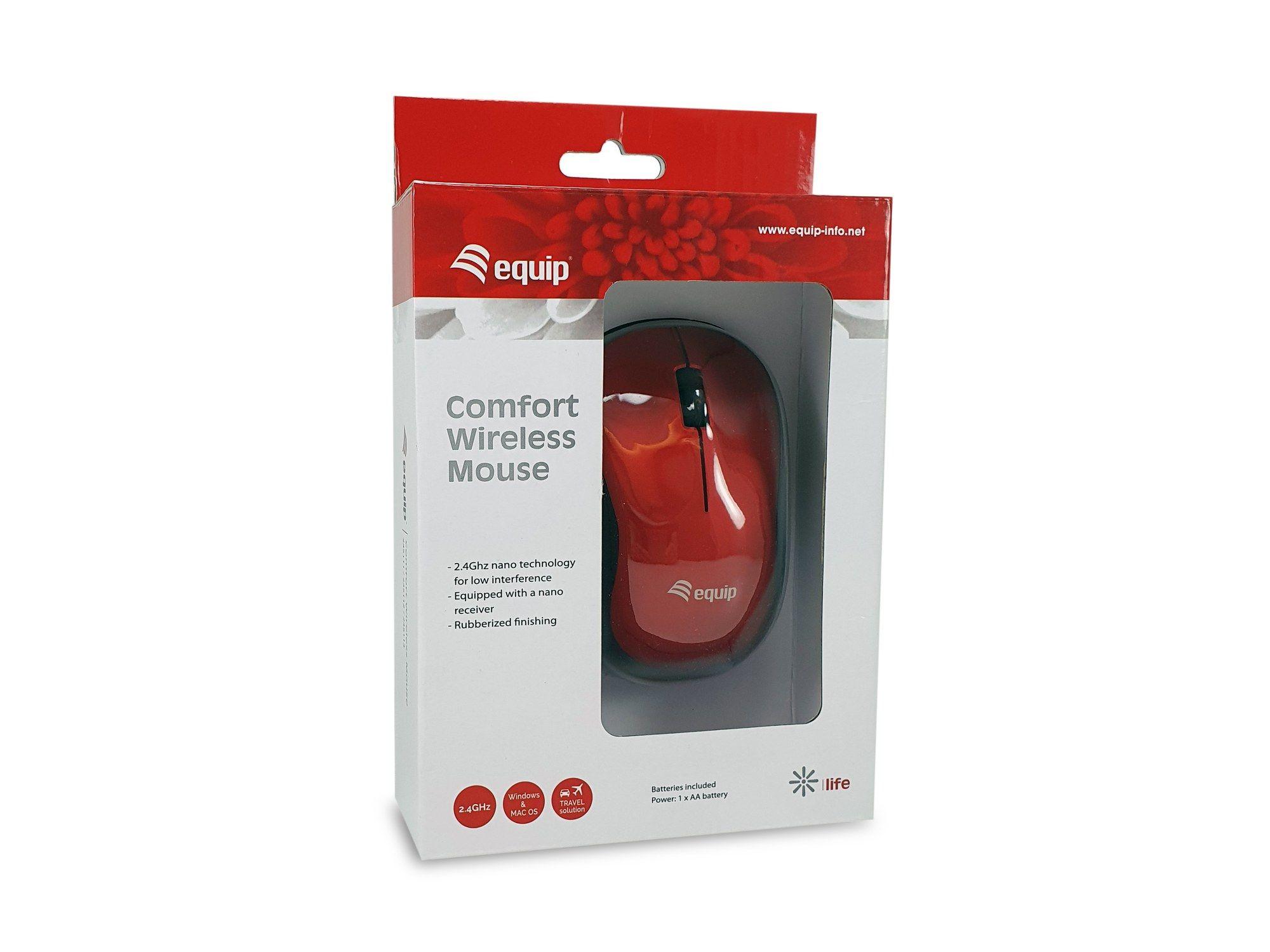 Rato EQUIP Comfort Wireless 245113 (Ambidestro - 1200 DPI - Ótica - Vermelho) — miniatura 4