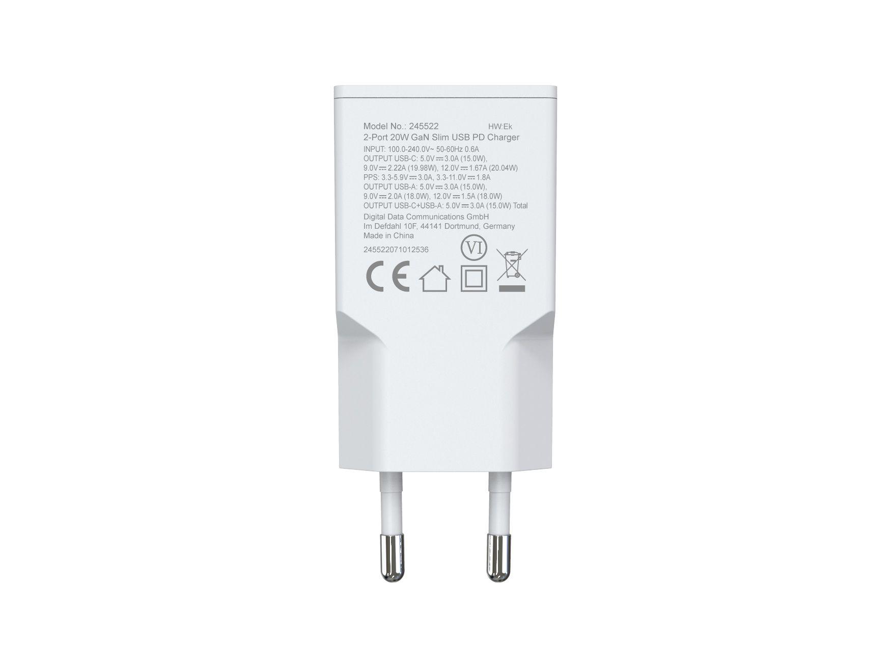Carregador de Dispositivos Móveis EQUIP 245522 GaN Slim (20 W - Branco), miniatura 2