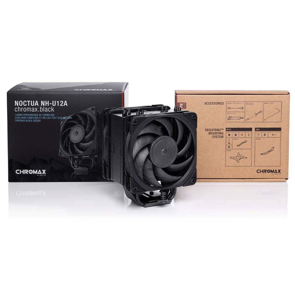 Cooler de CPU NOCTUA NH-U12A chromax.black (Alumínio, cobre e níquel - Preto) — miniatura 3
