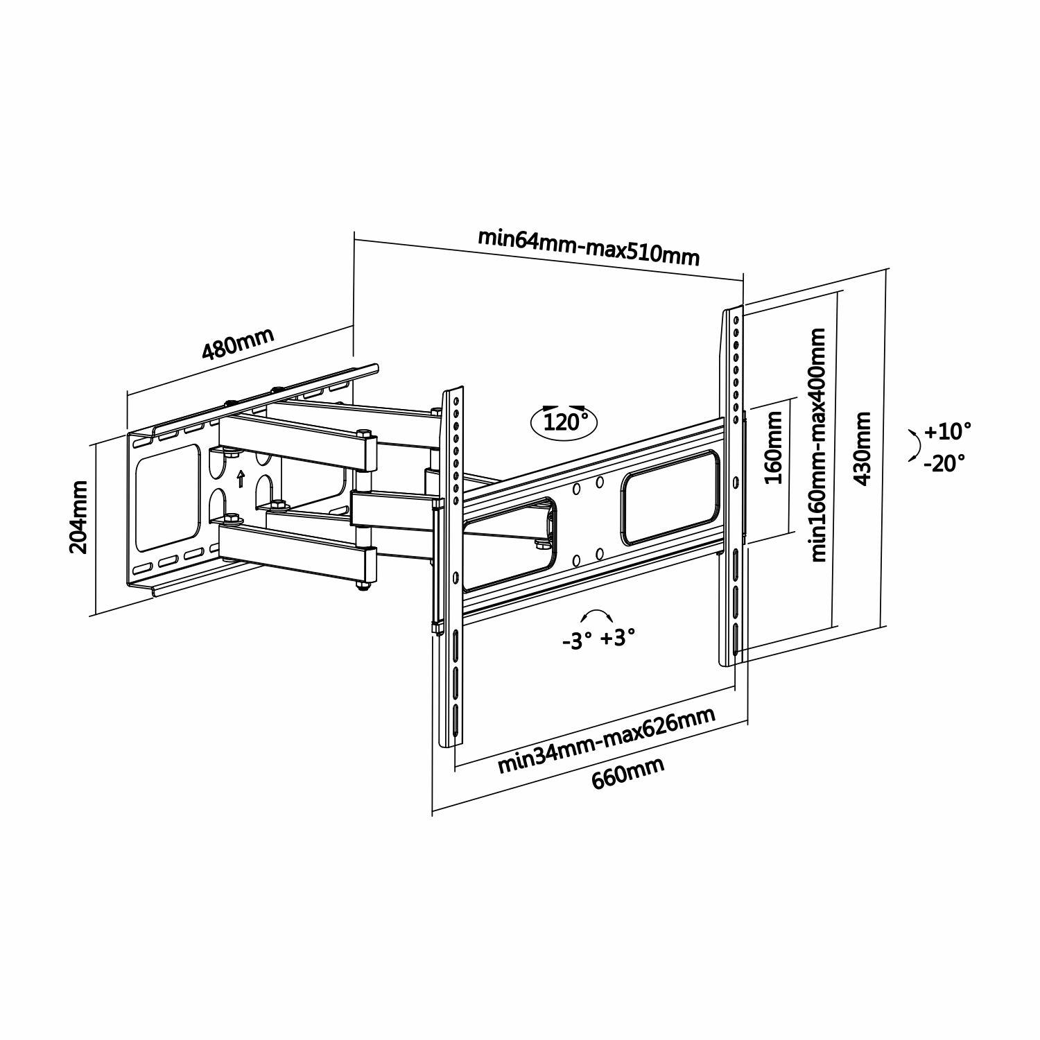 Suporte de Parede para TV AISENS WT70TSLE-027 (37"-70" - VESA 600 x 400 mm - Preto), miniatura 6