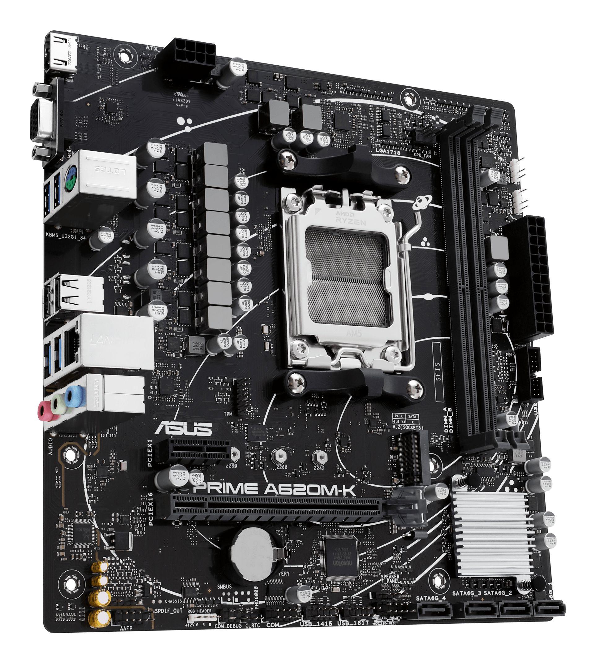 Motherboard ASUS PRIME A620M-K (AM5 - AMD Ryzen 7000 Series - micro ATX - Preto) — miniatura 4