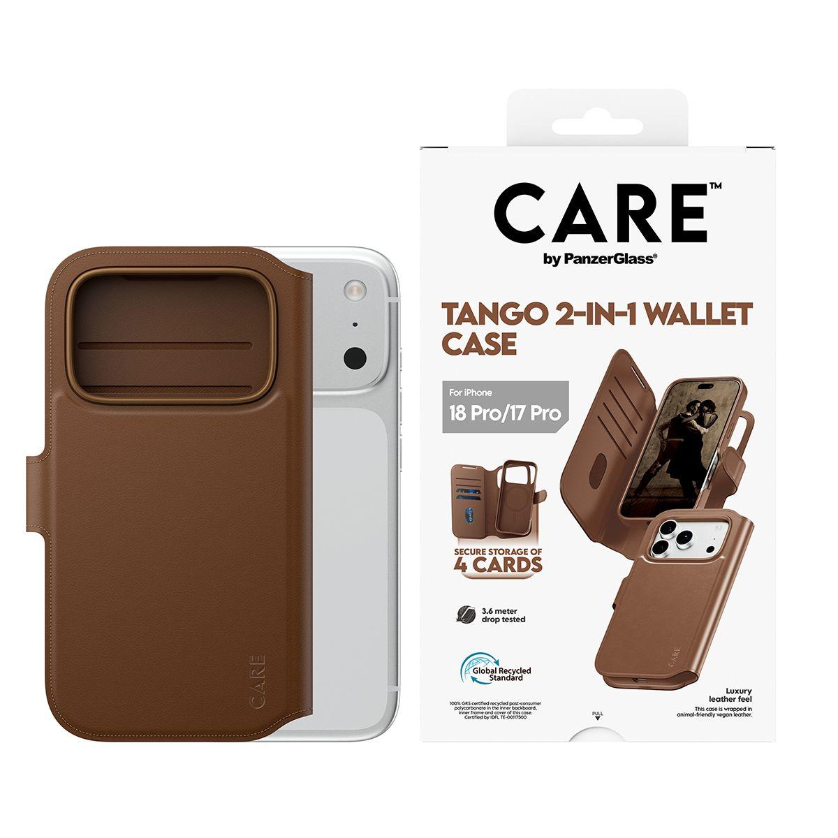 Capa para Telemóvel PANZERGLASS CARE Tango 2-in-1 Wallet Case (Castanho), miniatura 2