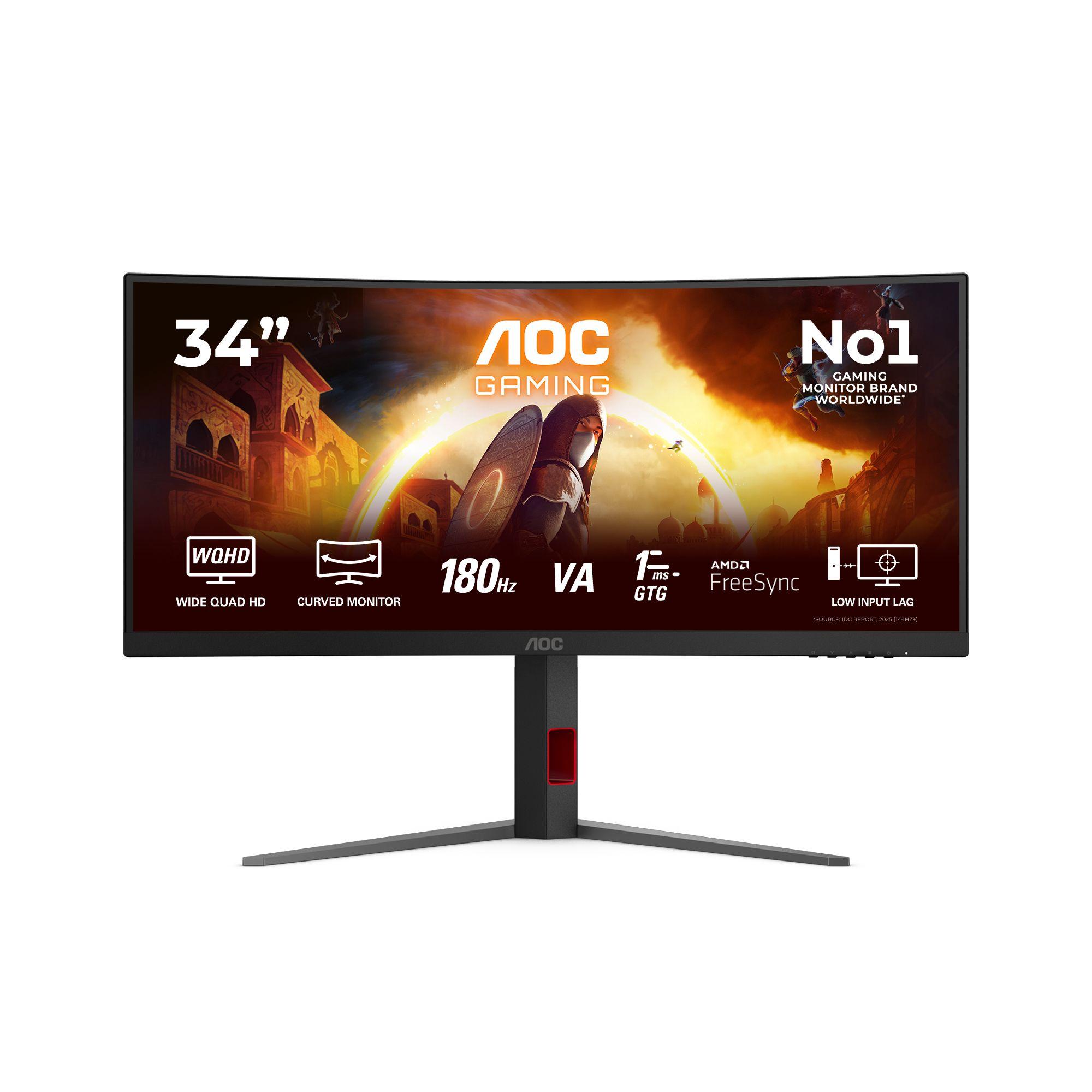 Monitor AOC CU34G4/69 (34" - Fast VA - 180 Hz - Preto/Vermelho)