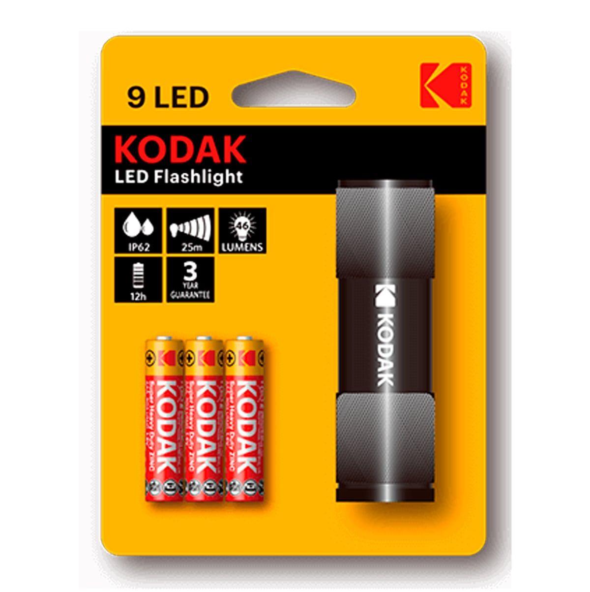 Lanterna KODAK LED + 3 Pilhas AAA (9 LEDs - 46 lm - Preto)