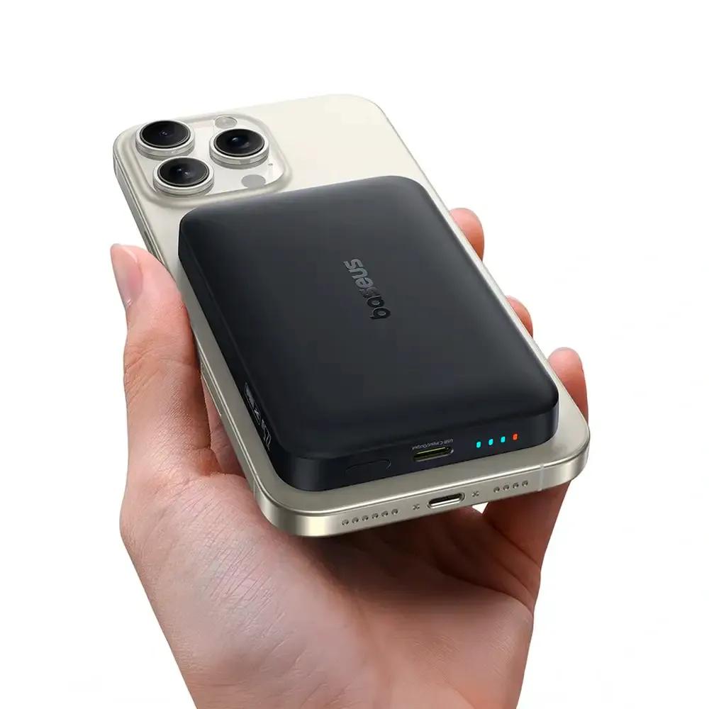 Bateria Externa BASEUS EnerFill FM11 Ultra-Mini Magnetic (10000 mAh - 20 W - USB Tipo-C - Preto) — miniatura 3