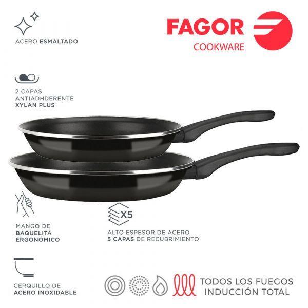 Conjunto de Frigideiras FAGOR Optimaz (Acero - 20 cm e 24 cm - Preto), miniatura 2