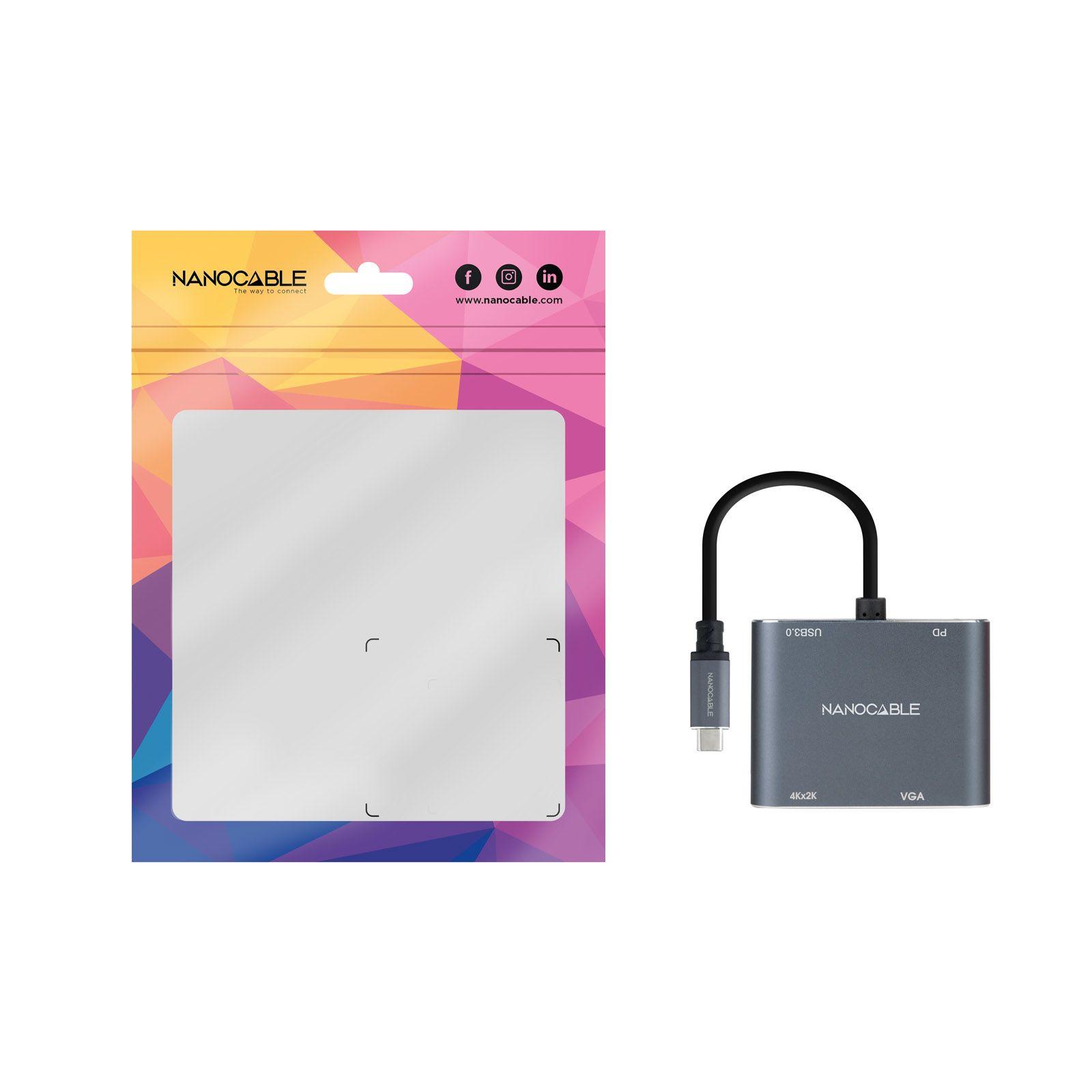 Adaptador USB-C NANOCABLE 10.16.4304 (0,15 m - USB Type-C - Cinzento), miniatura 4