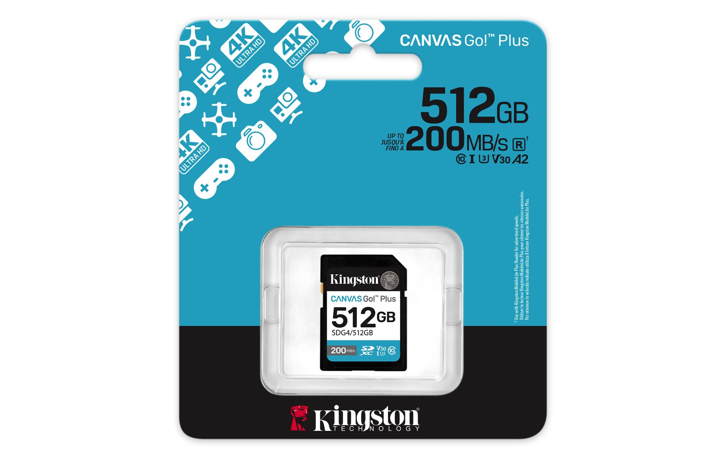 Cartão de Memória KINGSTON Canvas Go! Plus (512GB - Classe 10 - 200 MB/s - Preto), miniatura 3