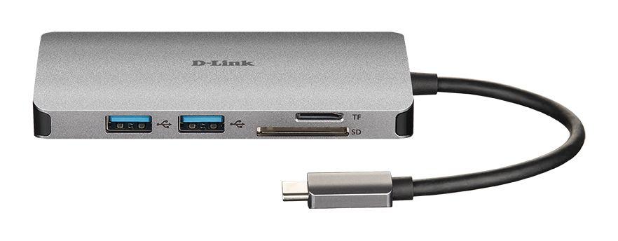 Hub USB-C D-LINK DUB-M810 (0,15 m - Cinzento) — miniatura 2