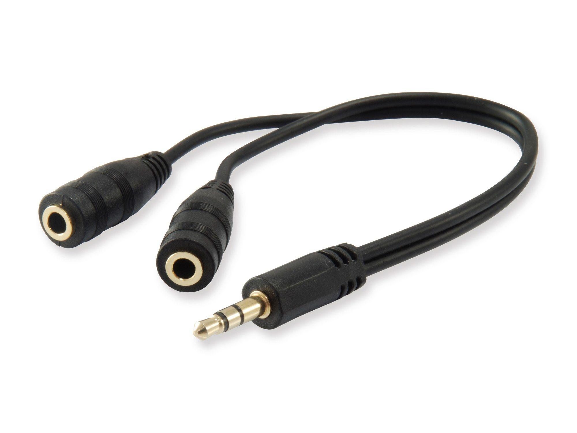 Cabo Adaptador de Áudio EQUIP 147941 (0,13 m - 3.5 mm - 2 x 3.5 mm - Preto)