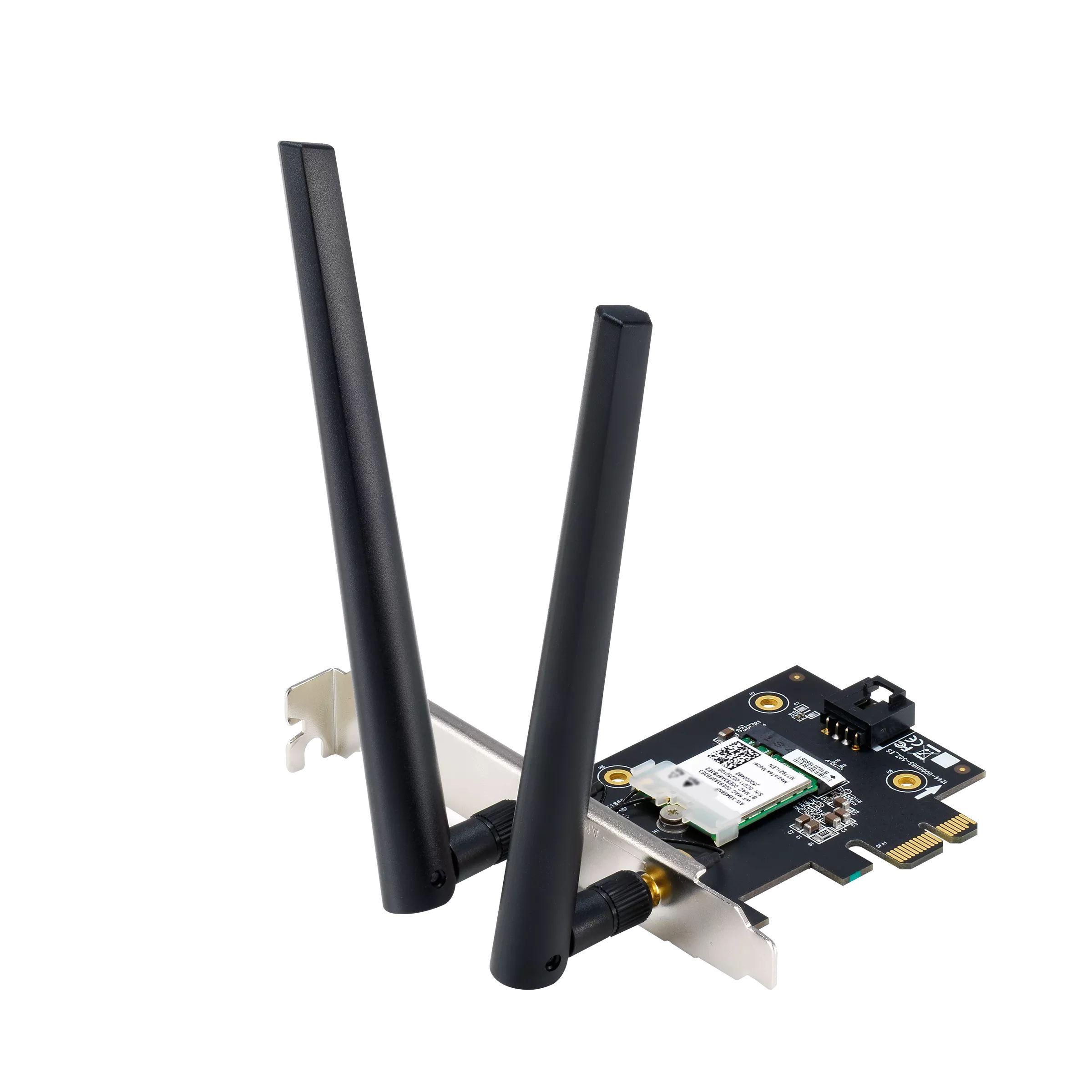 Placa de Rede ASUS PCE-AXE5400 (Wi-Fi 6E - 2402 Mbit/s - PCI Express - Bluetooth 5.2)