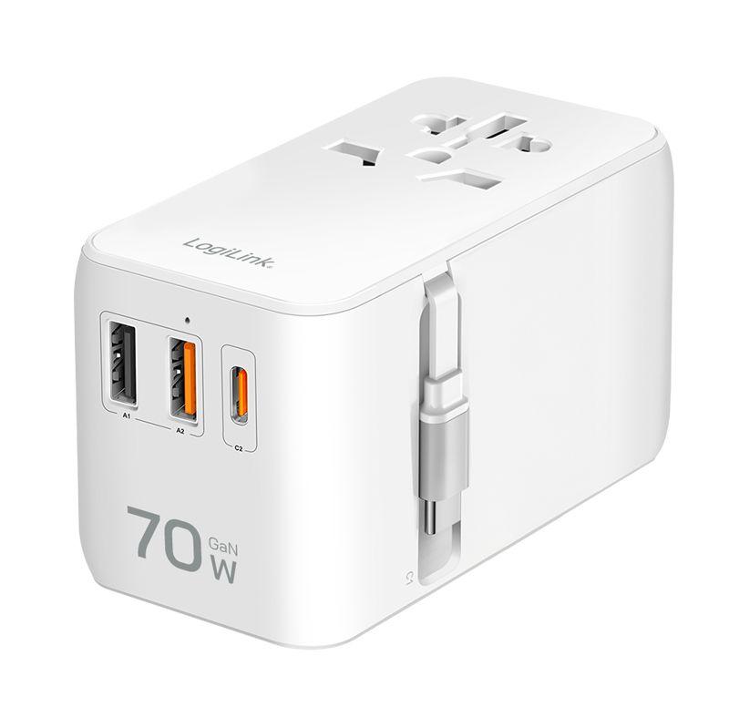 Carregador de Viagem Universal LOGILINK PA0357 (70 W - Power Delivery - 10 A - Branco)