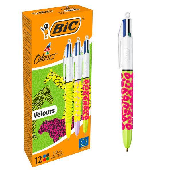 Caneta Esferográfica BIC 4 Colours Velours (Retrátil - Ponta Média 1,0 mm - 4 Cores)