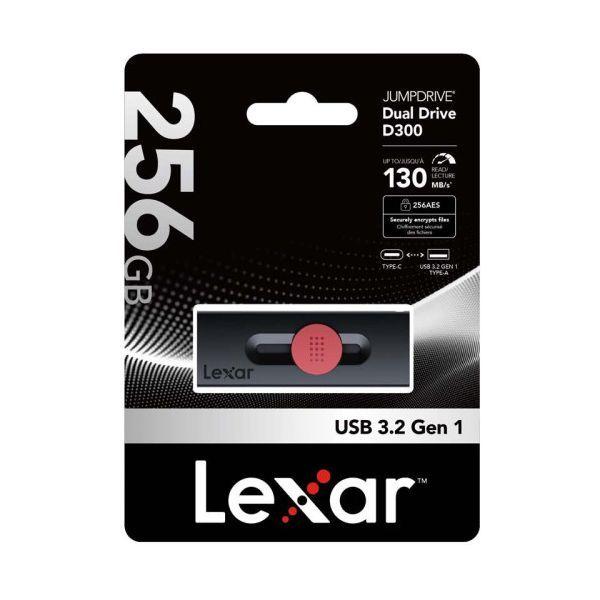 Pen USB LEXAR JumpDrive Dual Drive D300 (Retrátil - Até 130 MB/s - Preto), miniatura 5