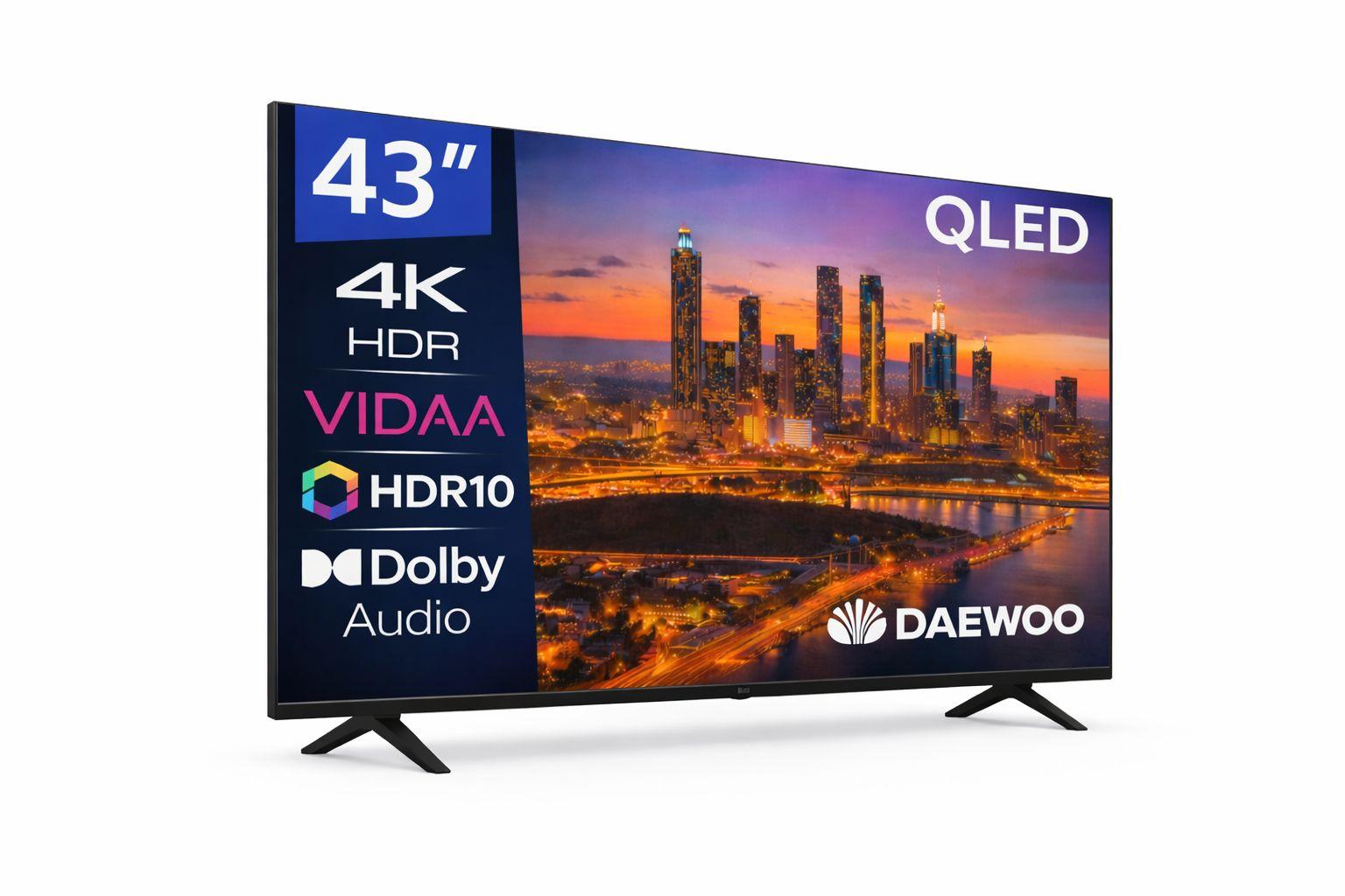 Televisão DAEWOO TV 43VB56QV (43" - QLED - 4K Ultra HD - Preto)