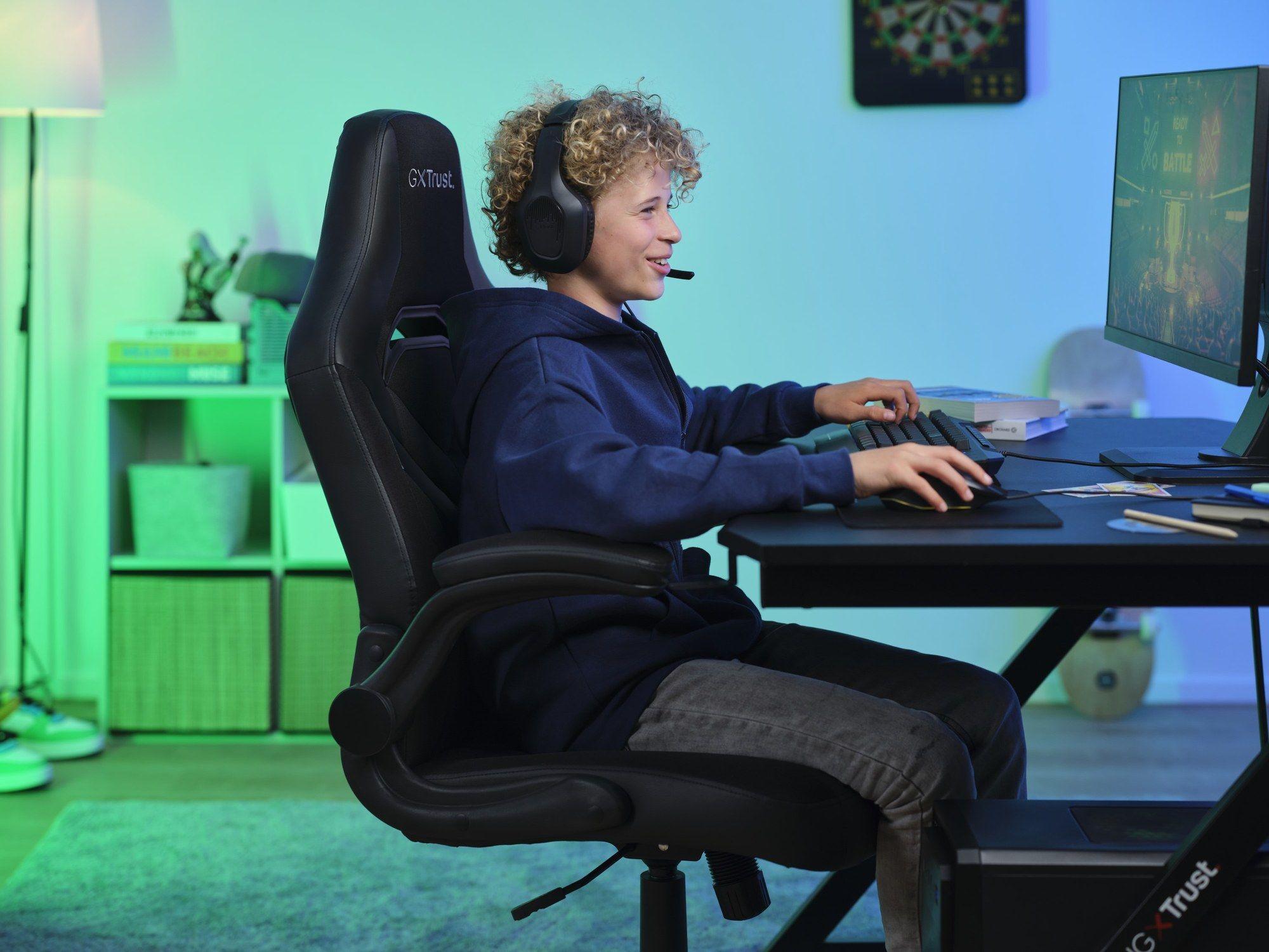 Cadeira Gaming TRUST GXT 703 RIYE (140 kg - 12 cm - Tecido, Couro, Poliuretano - Preto), miniatura 8