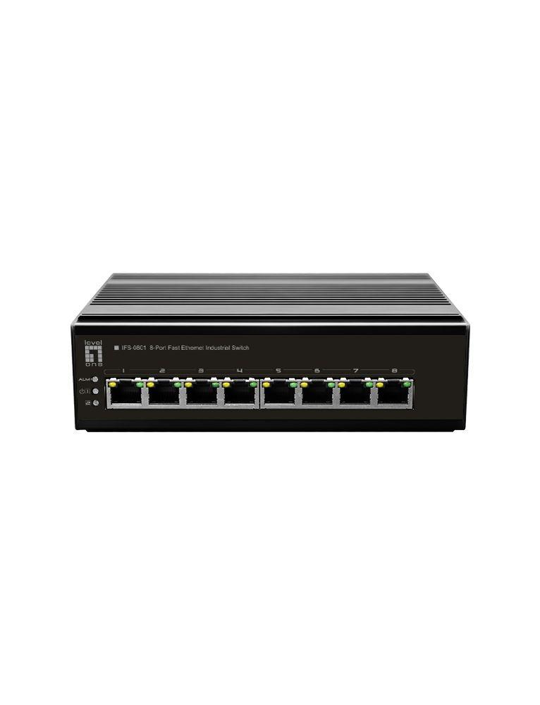 Switch Industrial LEVELONE IFS-0801 (Fast Ethernet - 1 MB - 1,6 Gbit/s - Preto)
