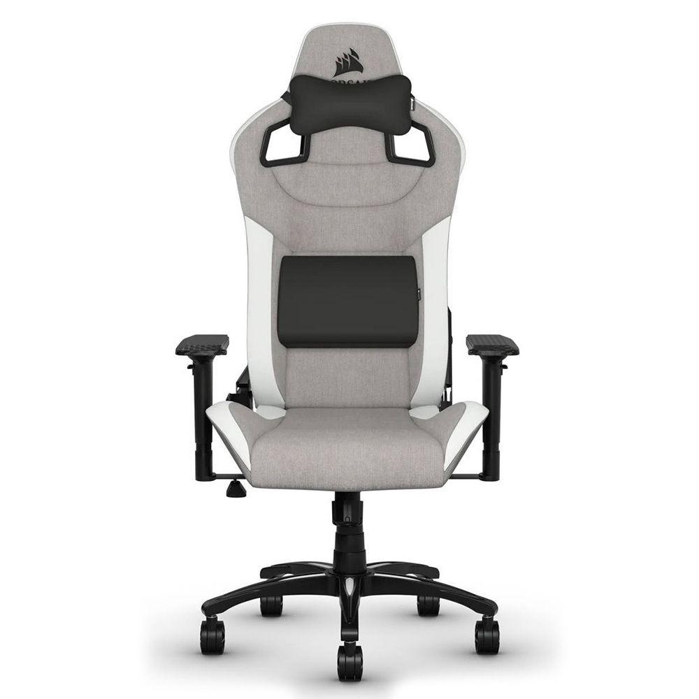 Cadeira Gaming CORSAIR T3 RUSH Fabric (120 kg - Até 10 cm - Até 160°, 85 cm - Cinza/Branco)