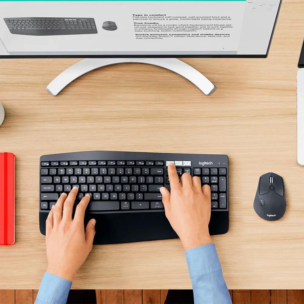 Conjunto Teclado e Rato LOGITECH MK850 Performance (Nórdico - Tamanho completo - RF Wireless + Bluetooth - Preto) — miniatura 3