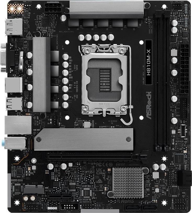 Motherboard ASROCK H810M-X (LGA 1851 (Socket V1) - Intel Core Ultra - Micro ATX - Multicor)