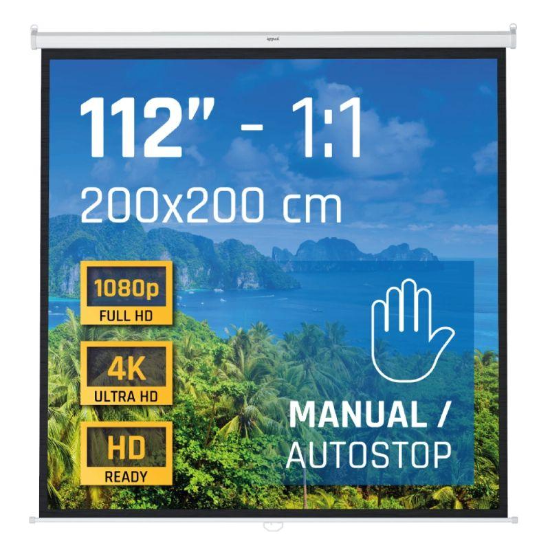 Ecrã de Projeção Manual IGGUAL PSIMS200 (2,82 m - Preto e Branco)