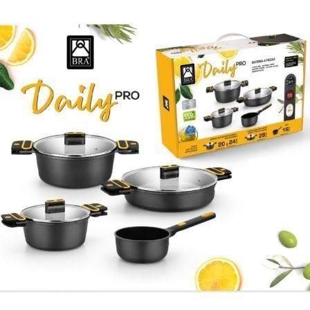Conjunto de 4 Caçarolas BRA Daily Pro (16 cm, 20 cm, 24 cm e 28 cm)