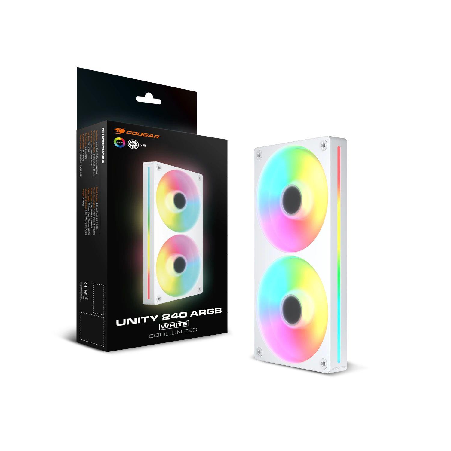 Conjunto de Ventoinhas para Caixa de PC COUGAR Unity240-FB CF-UN240RW-RGB (Branco) — miniatura 5