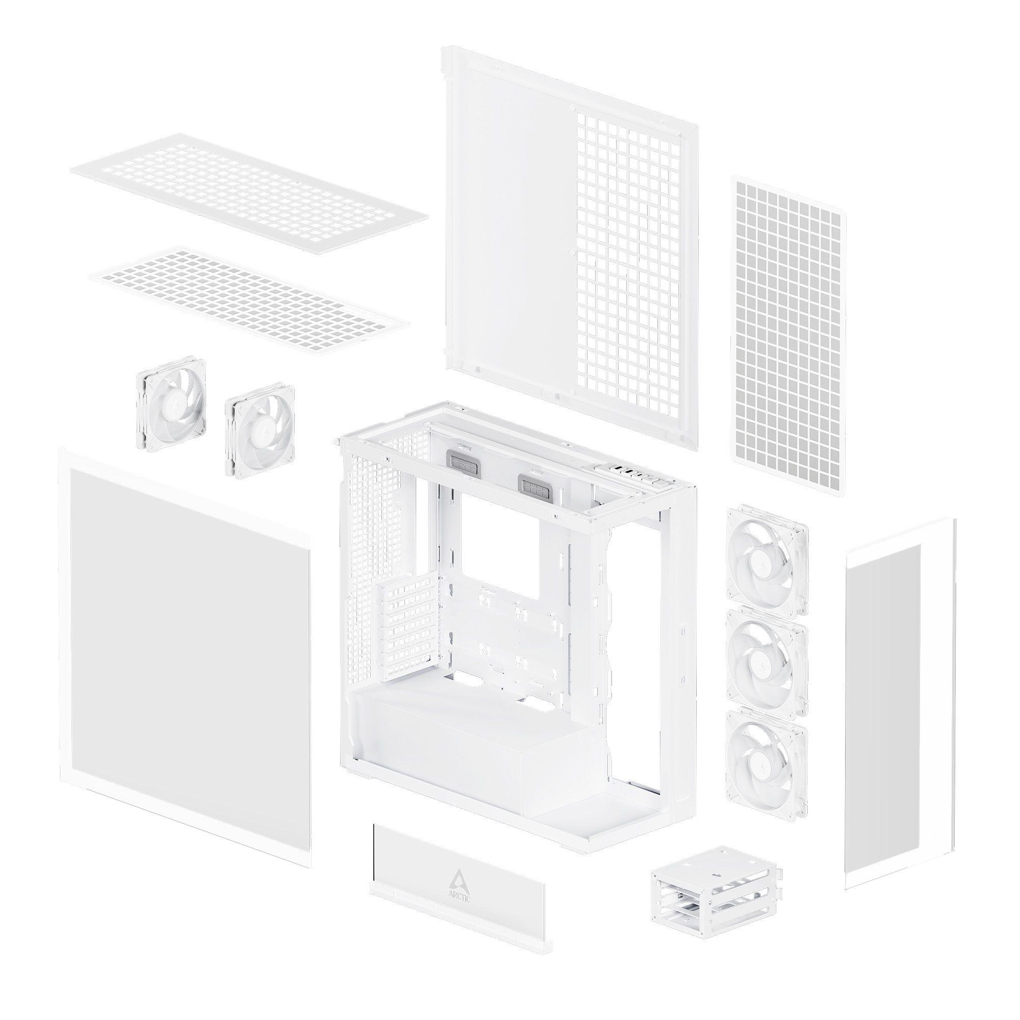 Caixa PC ARCTIC Xtender (EATX, Mini-ITX, ATX, micro-ATX - Midi Tower - Metal, Vidro temperado - Branco) — miniatura 8