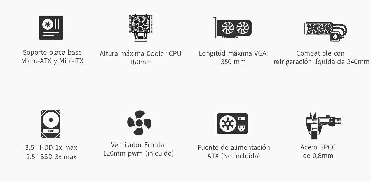 Caixa PC COOLBOX MP2 (Mini-ATX, Mini-ITX, Micro ATX - Midi Tower - Aço SPCC de 0,8 mm - Preto), miniatura 9