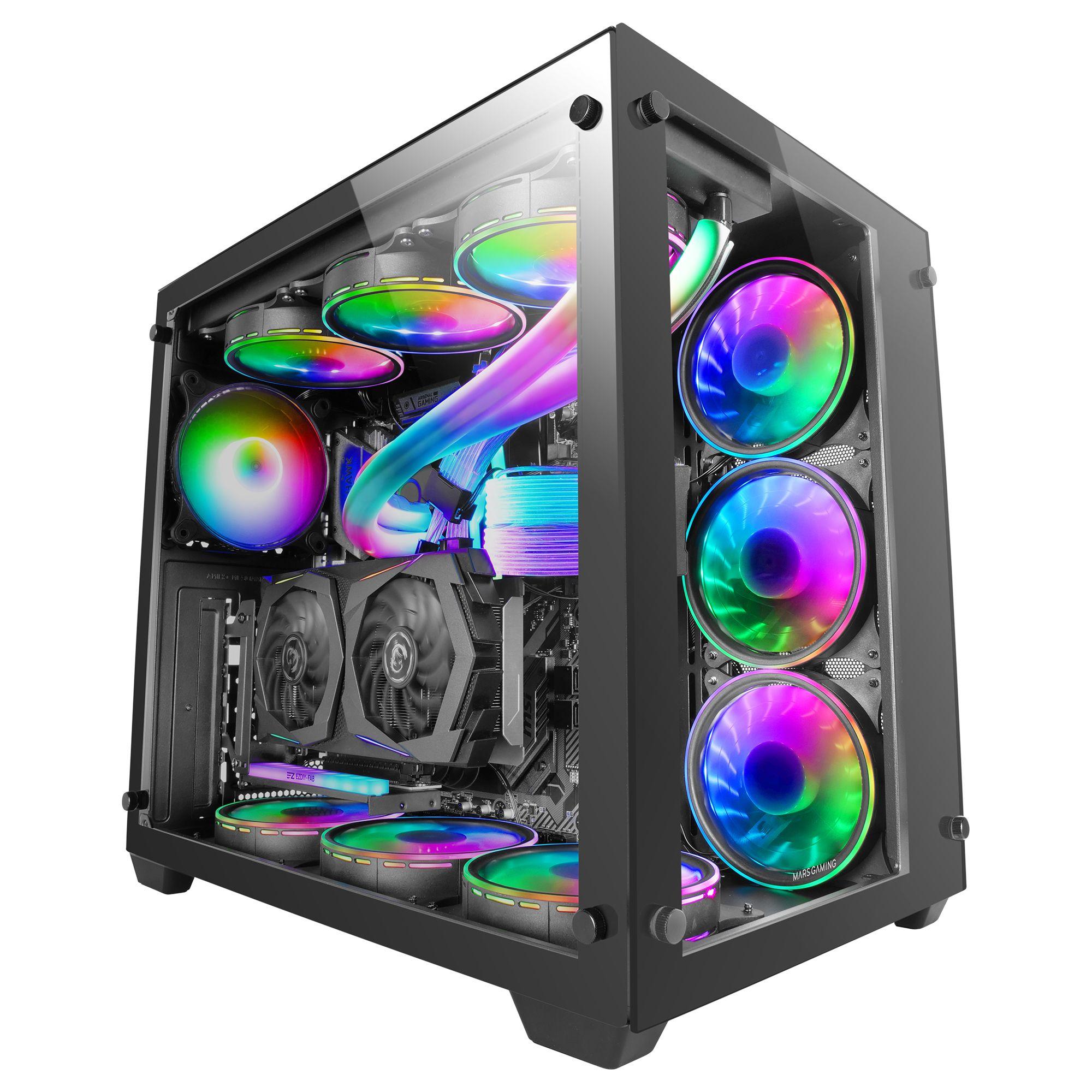 Caixa PC MARS GAMING MCV3 (ATX, EATX, micro ATX, Mini-ITX - 2.5" - 16,2 cm - Preto)