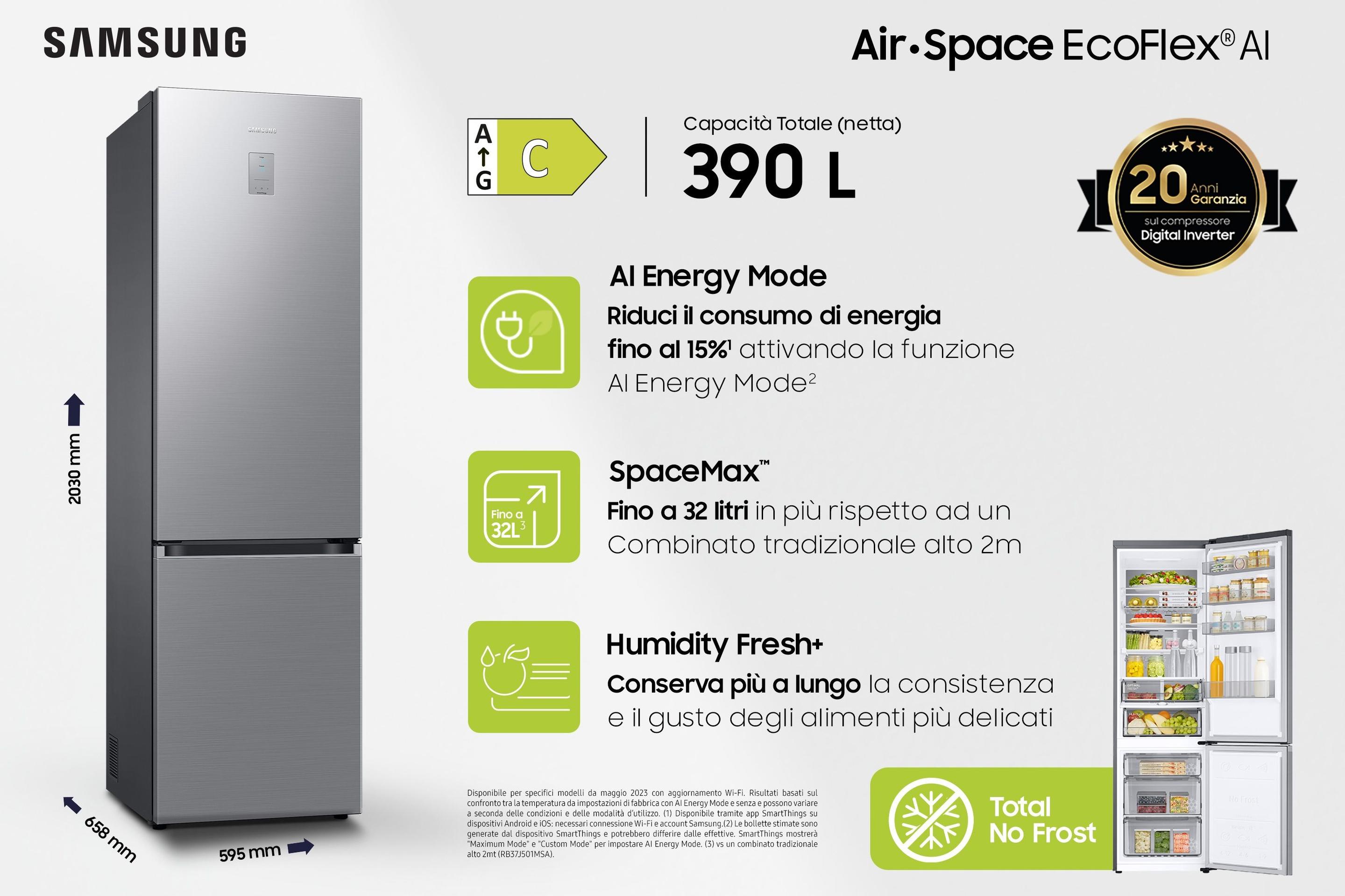 Frigorífico Combinado Independente SAMSUNG RB38C776CS9/EF (390 l - 203x59,5x65,8 cm - 60 cm - Inox) — miniatura 3