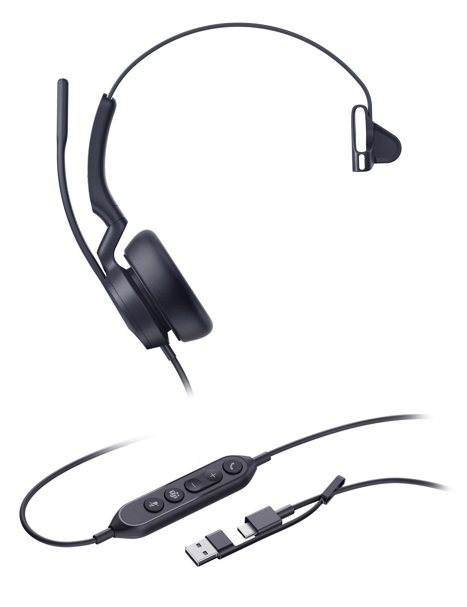 Headset YEALINK UH46 Mono Teams USB-C/A (Monofónico - Com fios - Supra-aural - Preto)