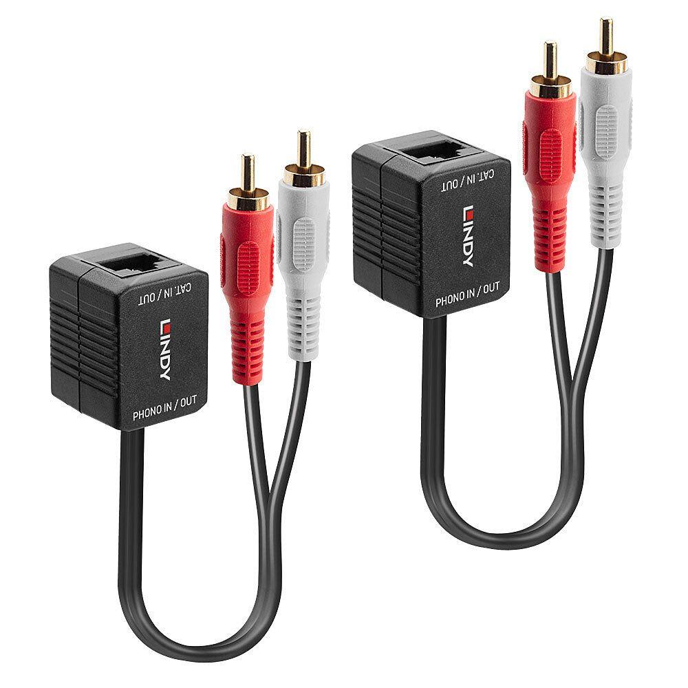 Extensor de Áudio Estéreo LINDY 70460 (Cat.5 e Cat.6 - Preto, Vermelho e Branco)